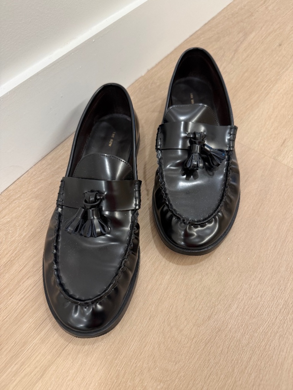 The Row Men’s Leather Loafers in Black/Grizzly